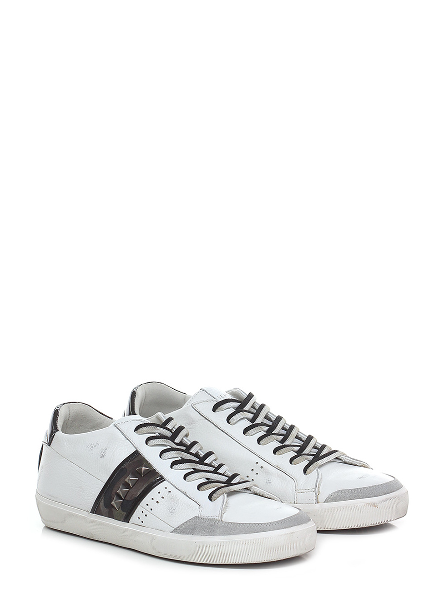 Leather Crown Sneakers In Grey | ModeSens