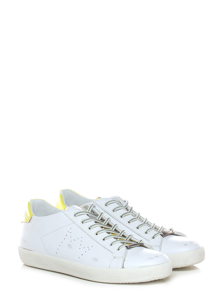Sneaker White/yellow Leather Crown Le Follie Shop