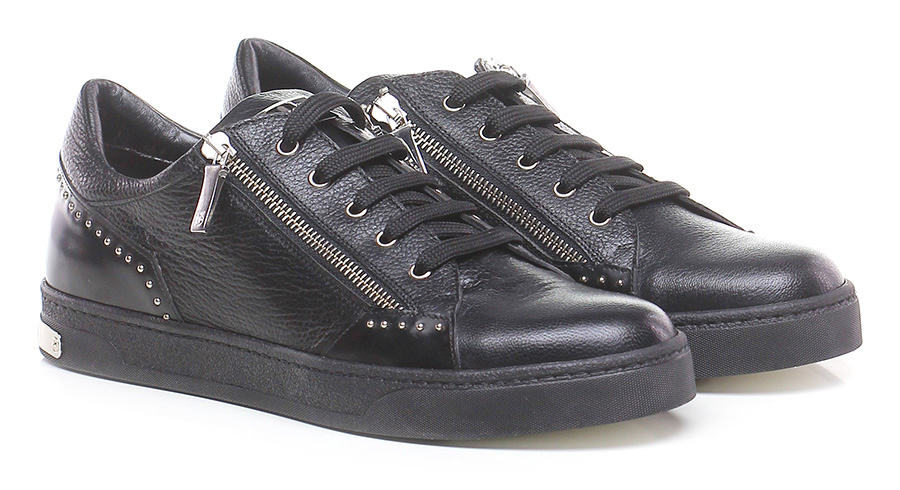 Roberto Botticelli Leather Italian Sneakers New Black