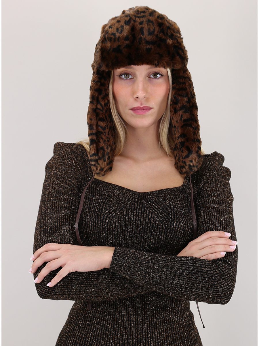 国内で当店のみ 99CLUB - Leopard Pattern Faux Fur Trapper Hat