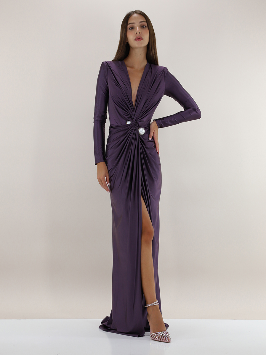 Dress Prugna Elisabetta Franchi - Le Follie Shop Dress Prugna Elisabetta Franchi - Le Follie Shop