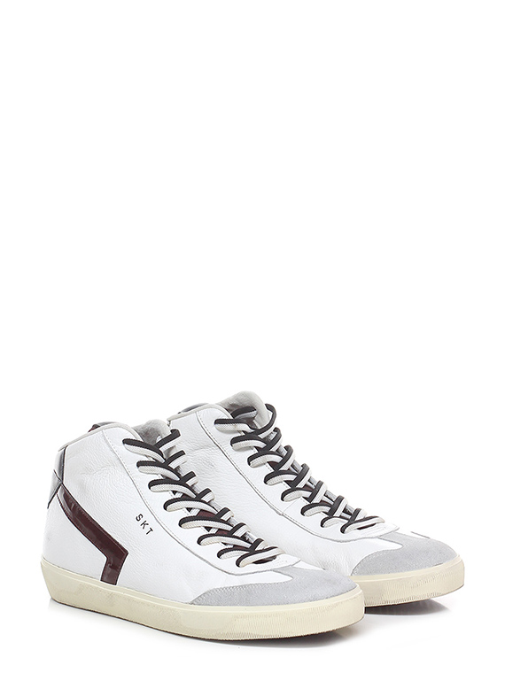 White Mid Top Studded Sneakers | STUD - Leather C|R|OWN