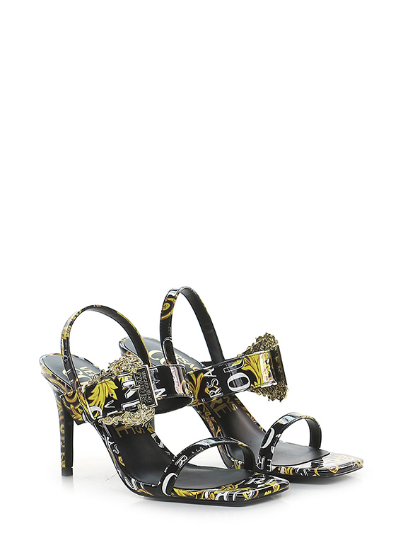 Versace Black Patent Gold Heel Heels Versace